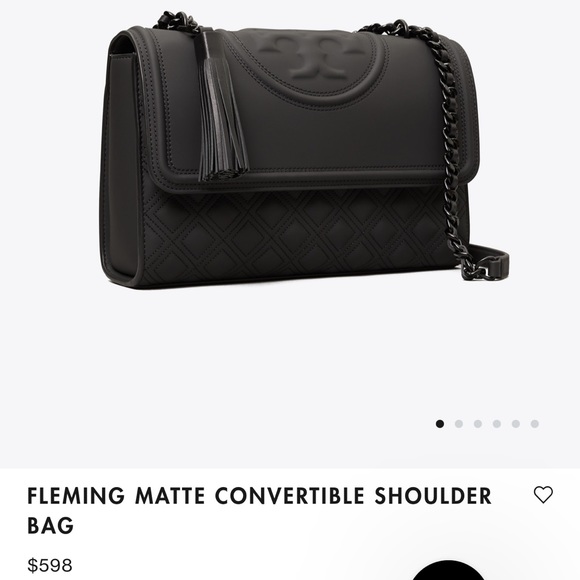 Tory Burch Purse - Fleming Blush/Cream Matte Convertible Shoulder Bag - Picture 3 of 10